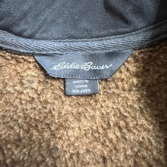 Eddie Bauer Mens Textured Fleece Quarter Zip Pullover Sweater Brown XXL - Picture 5 of 9